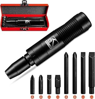 BLACKROBOT 1/2 Inch Drive Impact Screwdriver Set, CR-V, Hand Manual Reversible Impact Driver Set Extractor, 5/16 Inch Bit Adapter with S2 Steel Bits, 10PCS, Disengage Rusted Fasteners or Frozen Bolts