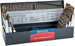 115PCS Cobalt Drill Bit Set M35 HSS for Hardened Steel Fractional 1/16"-1/2", Letter A - Z, Wire #1 - #60 with Indexed Metal Case