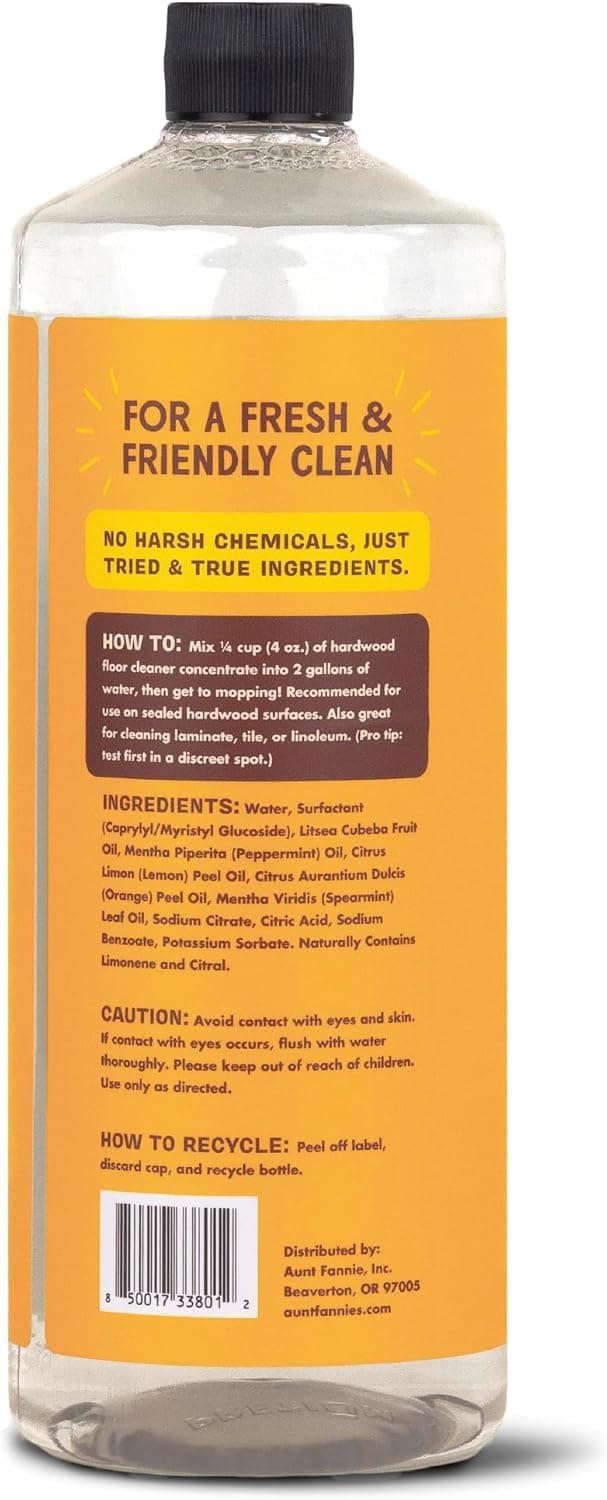 Aunt Fannie's Ultra Concentrated Hardwood Floor Cleaner, Vinegar-Free Plant Based Hardwood Floor Cleaner for Mopping, Bright Lemon Scent, 32 oz. (Pack of 1)