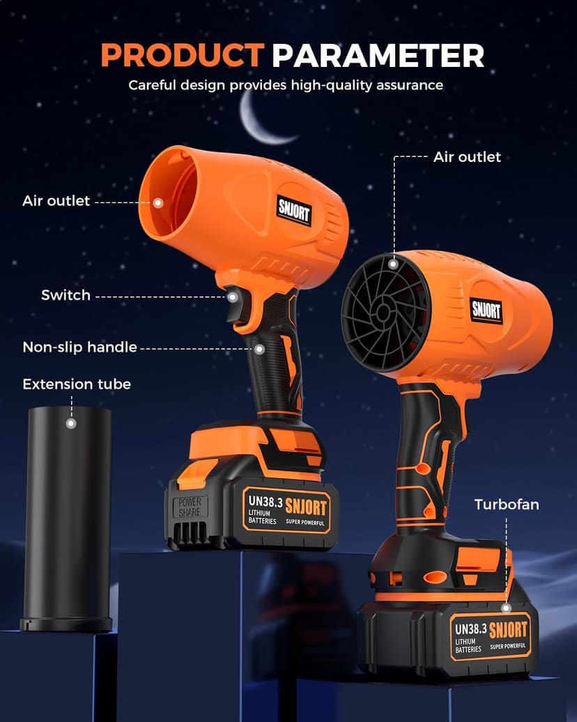 Leaf Blower Cordless with Battery and Charger, 500,000 RPM, Extended Nozzle, Lightweight Handheld Design, Turbo Jet Blower for Patio Cleaning,car Blowing Water, Lawn Care, Blowing Leaves and Dust