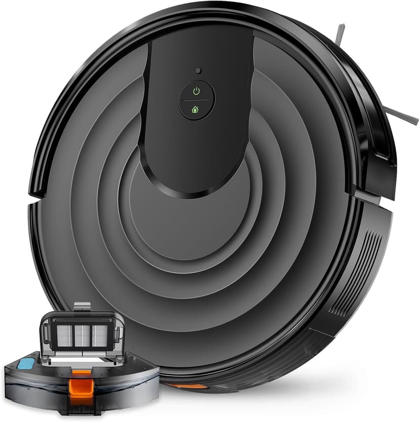 Robot Vacuum and Mop Combo 5000Pa 650mL 2 in 1 Mopping Robot Vacuum Cleaner Schedule WiFi/Alexa/App Smart Self-Charging Robotic Vacuum Ultra-Slim Quiet Tangle-Free Ideal for Hard Floor Pet Hair Carpet