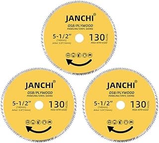 3Pack 5-1/2 Inch 130T Circular Saw Blade 5/8 Inch (16mm) Arbor, Plywood, OSB, Paneling and Vinyl Siding Fast and Smooth Cutting Saw Blade, with 5/8"-1/2" and 5/8"-3/8" Bushing