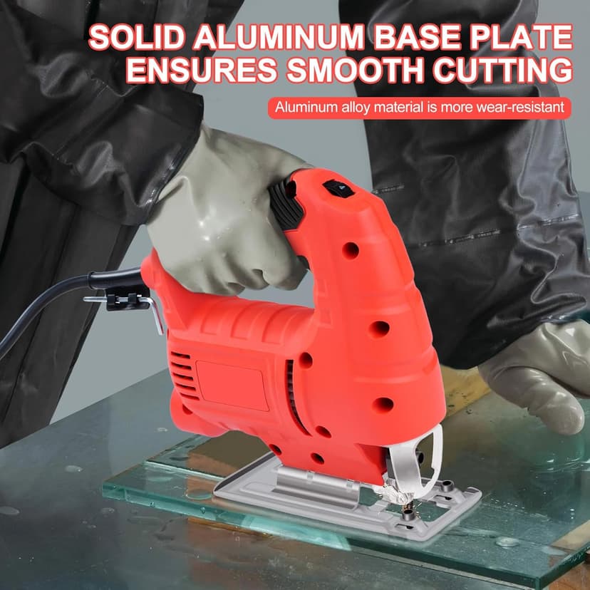 Corded Jigsaw, 800W Brushless Jig Saw Tool Electric Power Cutter with 6 Variable Speed, 0°-45° Bevel Cuts, 3 Position Orbital Action for Straight Curve Circle Cutting