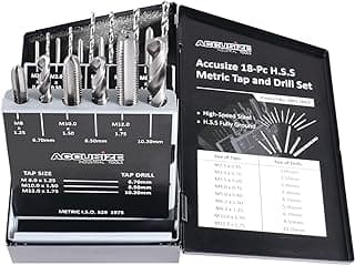 Accusize Industrial Tools Metric 18 Pc H.S.S. Tap and Drill Set, 0001-0052