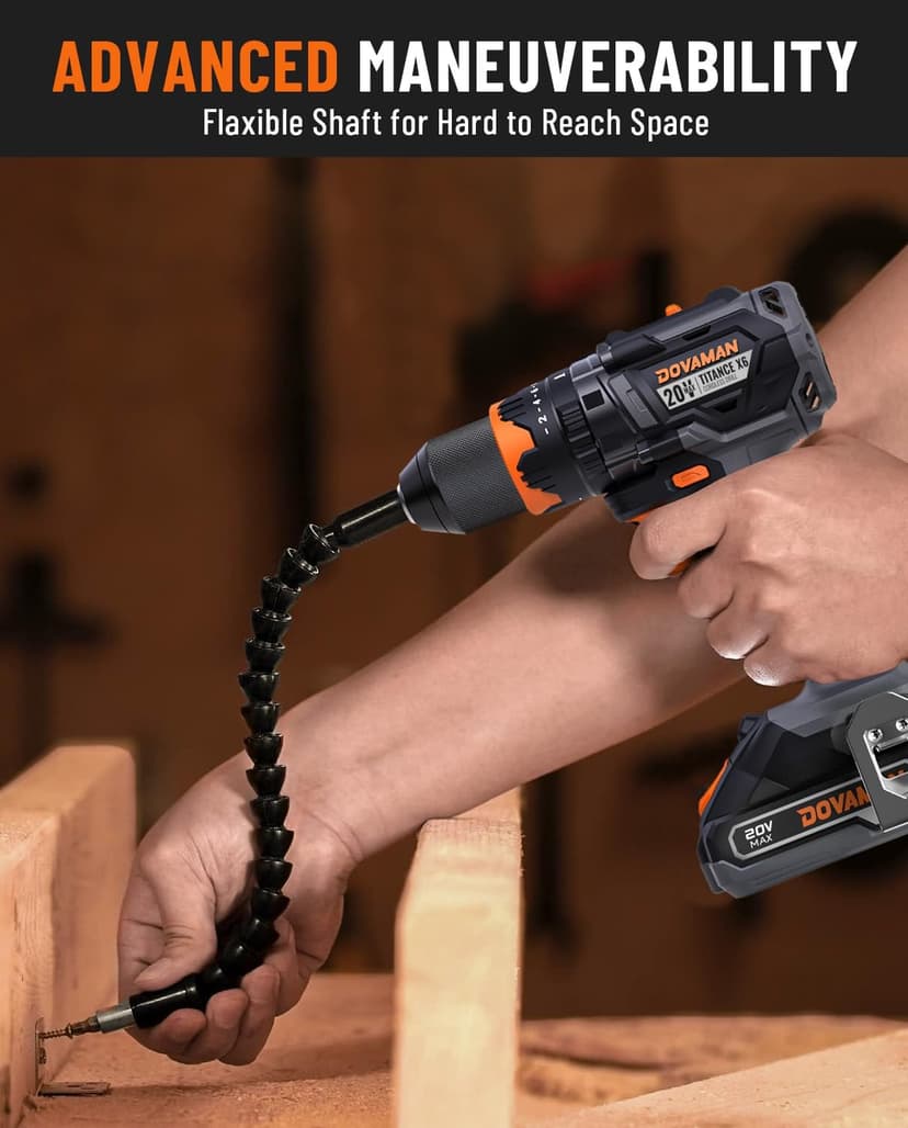 TITANCE X6 Advanced Cordless Drill Driver, 20V Brushless 1/2'' Impact Drill, 575 IN-LBS, 36000 BPM, 3-IN-1 Mode, 2-Speed, Metal Chuck, 2.0Ah Battery, Driver Kit for DIY Project & Home Use