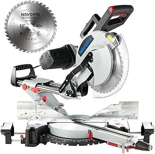 Double Bevel Compound Sliding Miter Saw, Double-Bevel Corded Miter Saw with Laser Guide & 15-Amp Heavy-Duty Motor, Sliding Miter Saw with TCT Saw Blade for Woodworking (12")