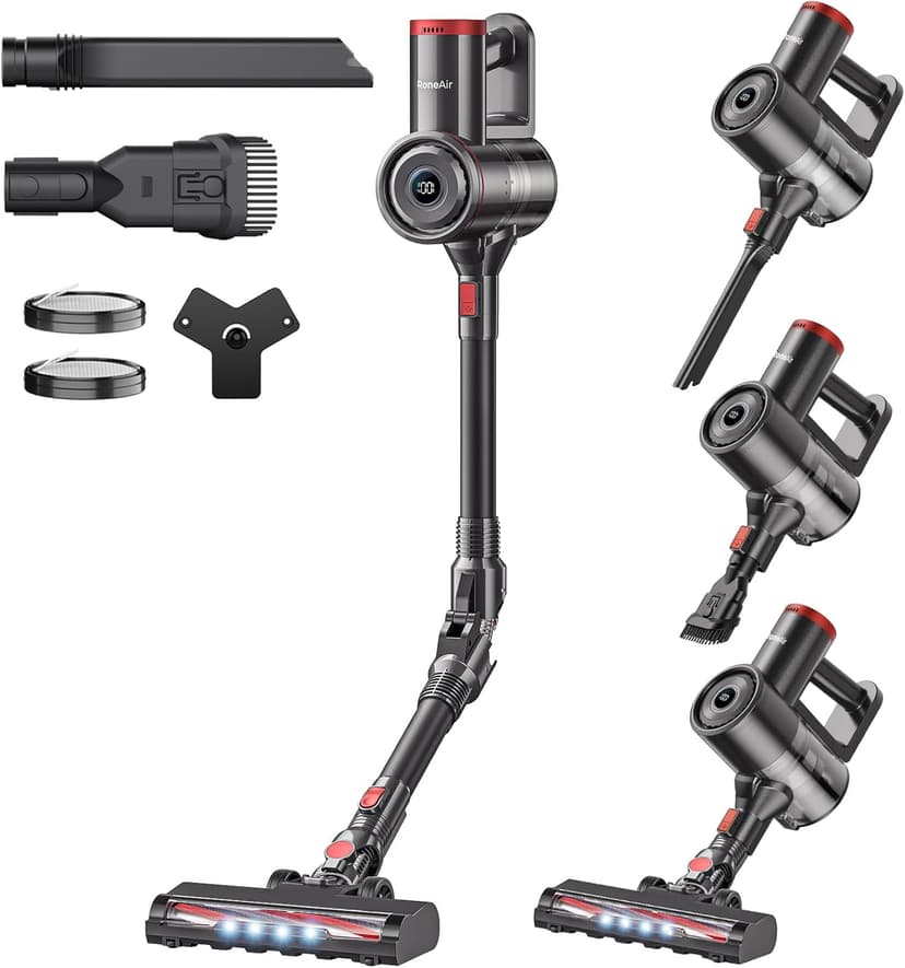 Cordless Vacuum Cleaner with Bendable Wand, Lightweight Stick Vacuum Cleaners for Home, Hard Floor & Carpet, Pet Hair,Under Furniture, 6-in-1 Handheld Vacuum, Self-Standing, Wall Mount Storage