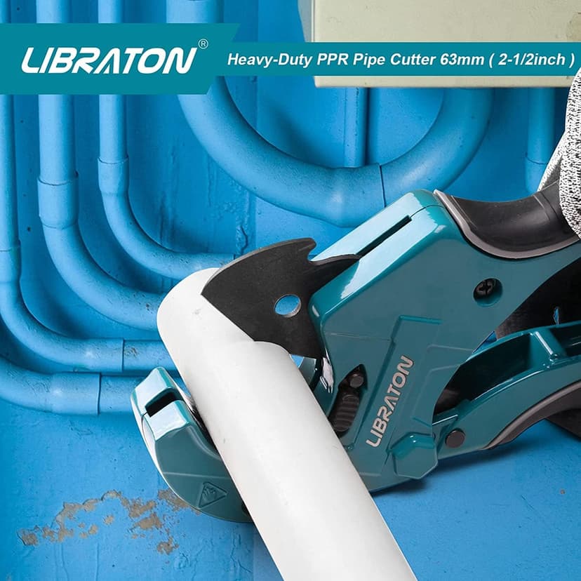 Libraton PVC Pipe Cutter, Up to 2-1/2", Ratchet Pipe Cutter Heavy-Duty, Pex Cutting Tool for Cutting PEX, PVC, PPR Plastic Hoses and Plumbing Pipe