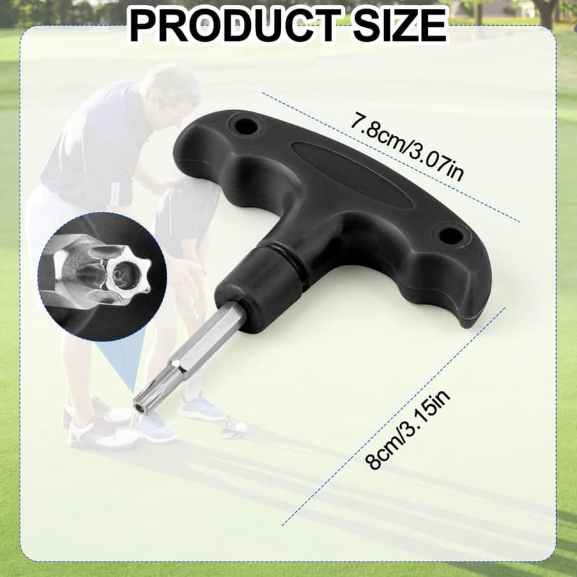 Golf Torque Wrench, Adjustable Golf Tool with Plastic Handle Metal Golf Driver Tool Golf Driver Spike Wrench Portable Golf Club Adjustment Head Tool for Golf Club Driver Equipment (Black)