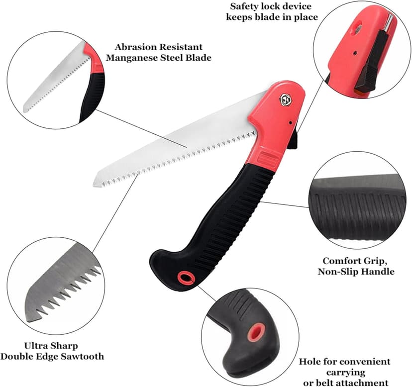 Liphontcta Folding Farm Hand Saw, Manganese Steel Folding Trim Pruner with Safety Lock, Lightweight Gardening Tool, Ideal for Tree, Shrubs, Twigs Pruning