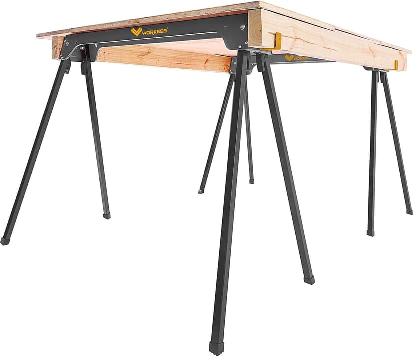 Saw Horses 2 Pack, Heavy Duty Folding Portable Saw Horses Table 2200 Lbs Load Capacity with 2x4 Support Legs, Fast Open Legs and Easy Grip Handle for Woodworking.
