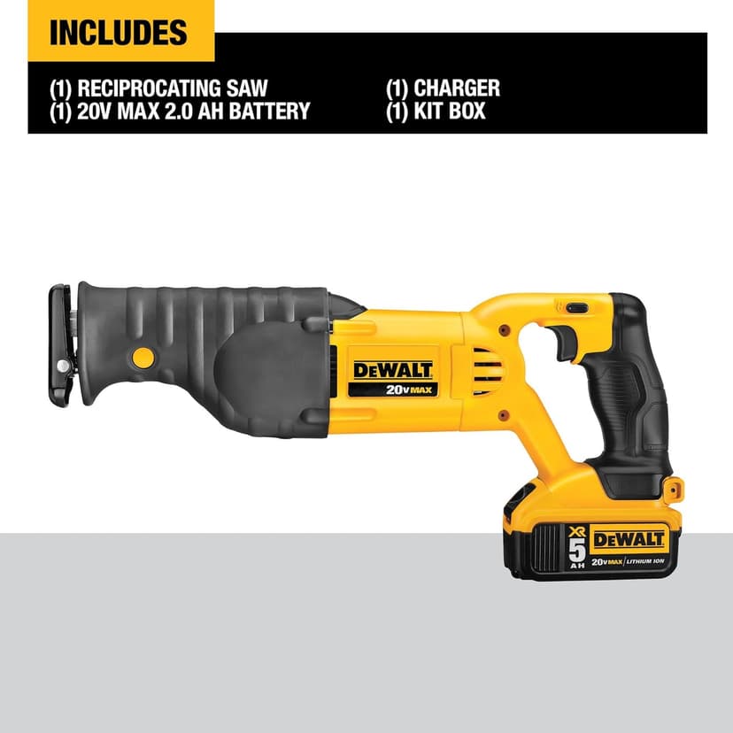 DEWALT 20V MAX* Cordless Reciprocating Saw, Battery and Charger Included (DCS380P1)