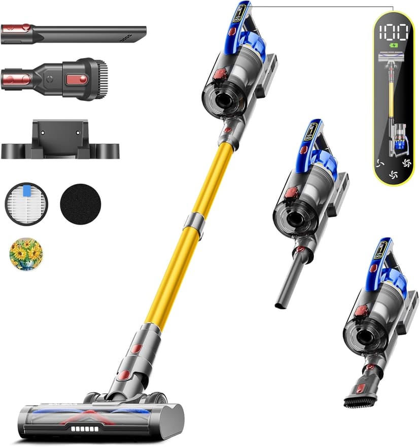 Cordless Vacuum Cleaner, 45KPA 550W 65Mins Cordless Vacuum with Dual Handle, Stick Vacuum with Aroma Tablet, Anti-Tangle Brush, Rechargeable Wireless Vacumm for Carpets/Hard Floors/Pet Hair