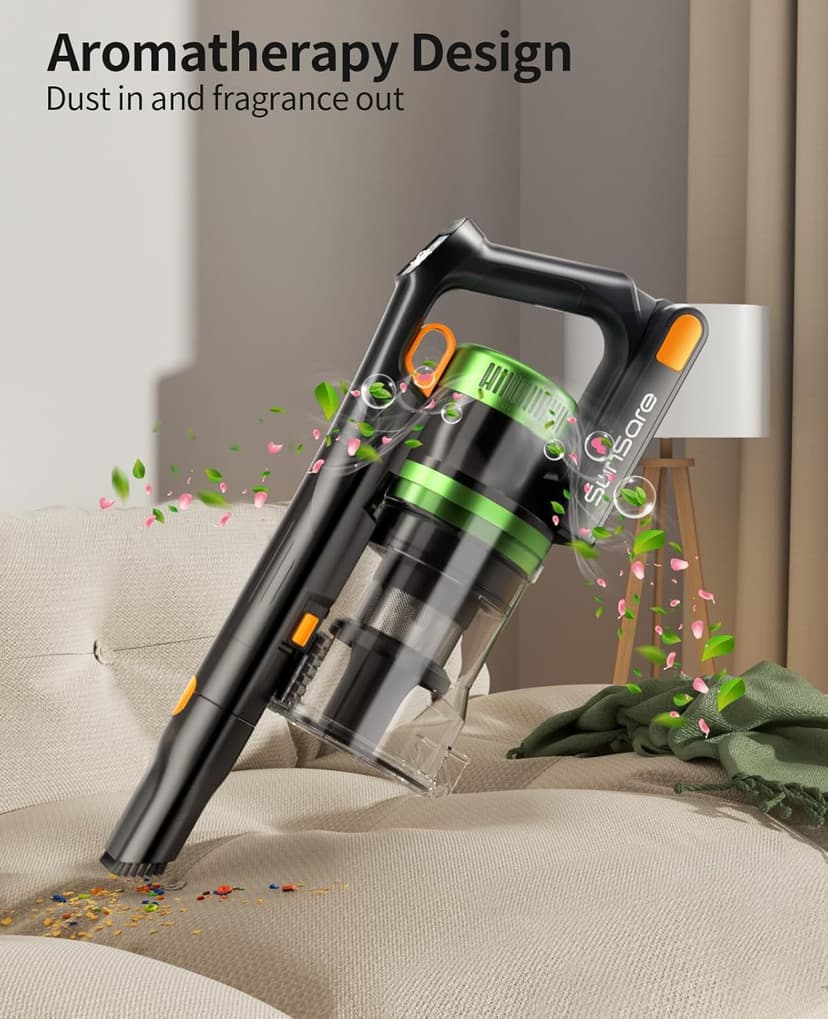 Cordless Vacuum Cleaner, 550W 45KPA 60 Mins Vacuum Cleaners for Home, Anti-Tangle Stick Vacuums with Rechargeable Battery, Dual-Handheld Lightweight Vacuum with Aromatherapy for Pet Hair Carpet Floors