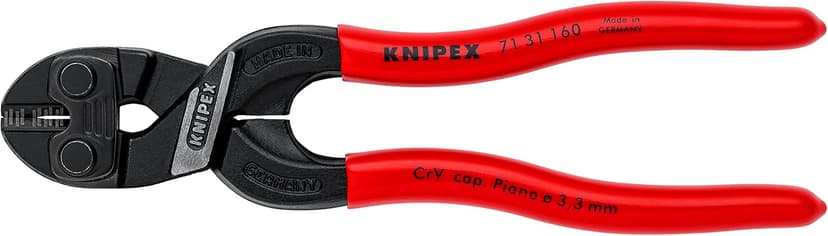 Knipex CoBolt® S Compact Bolt Cutters with recess in the cutting edge black atramentized, plastic coated 160 mm 71 31 160