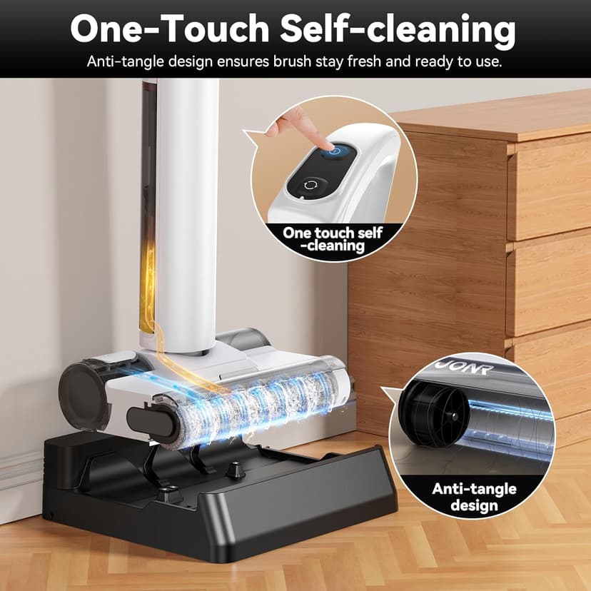 JONR S20 Pro Cordless Wet Dry Vacuum Cleaner, 180°Lay-Flat Design, Lightweight Vacuum Mop with Self-Cleaning, Self-Drying and Edge Cleaning, Floor Cleaner for Tiles and Hard Floors