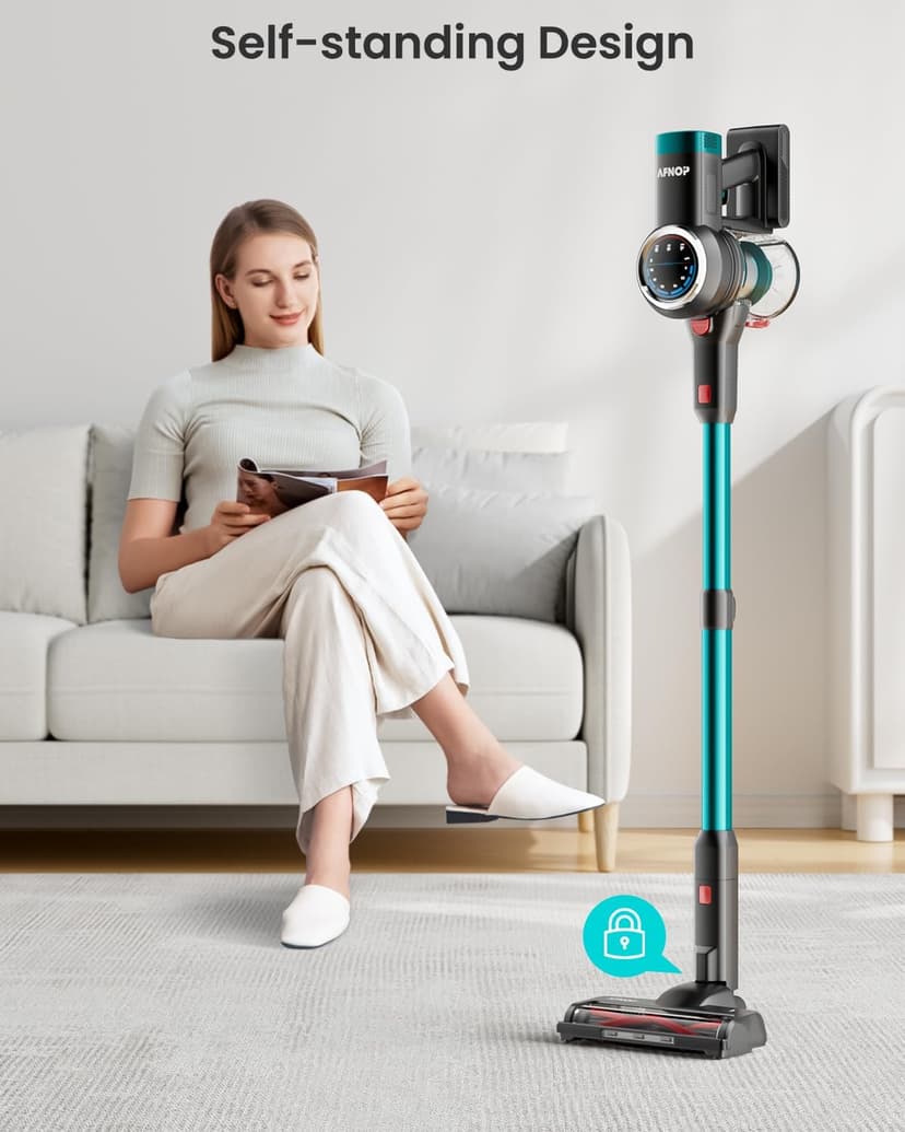 Cordless Vacuum Cleaner, 550W/45Kpa/65Mins Vacuum Cleaners for Home, Self-Standing Stick Vacuum with LED Display, Rechargeable Cordless Vacuum, Lightweight for Carpet, Pet Hair, Hardwood Floor