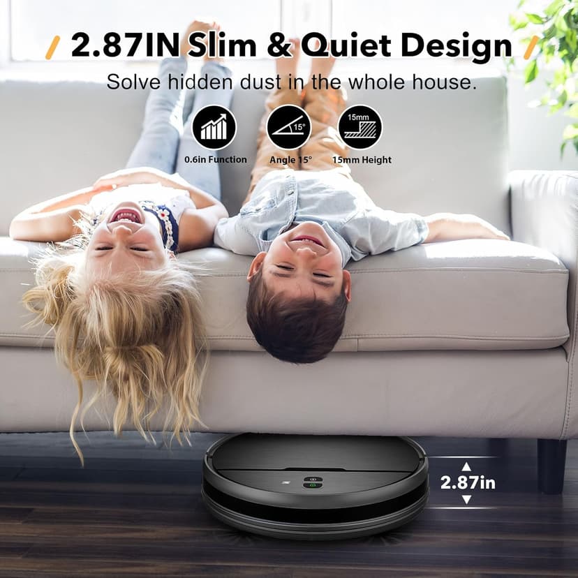 Robot Vacuum and Mop Combo, 2 in 1 Mopping Robot Vacuum Cleaner Compatible with WiFi/App, Robotic Vacuum Up to 2300Pa Suction, Self-Charging, Slim, Ideal for Hard Floor, Pet Hair, Low Pile Carpet