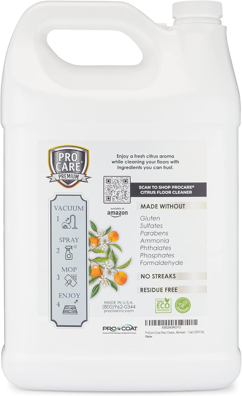 Floor Cleaner (Made in USA) | Tile, Stone, Laminate, Vinyl & Natural Wood Floor Cleaner for Mopping, Household Supplies, Cleaning Solution with Citrus Aroma - 1 Gal (128 Fl Oz)