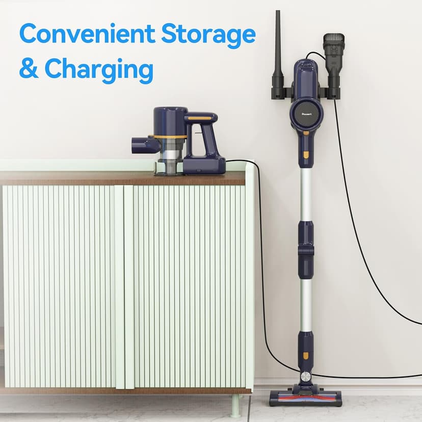 Cordless Vacuum Cleaner, 6-in-1 Multifunction Cordless Vacuum, 210W Powerful Vacuum Cleaner, 6 Cell 2200mAh Stick Vacuum Cordless Rechargeable for Home (Indigo)
