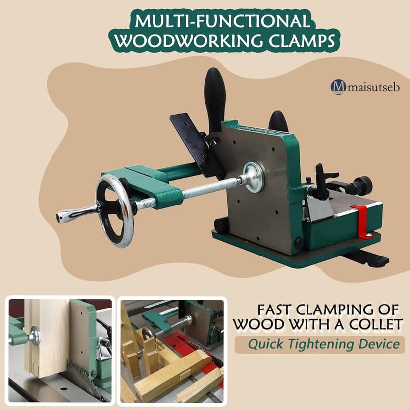Tenoning Jig for Table Saw & Bearing Roller Featherboards,Multi-functional Woodworking Fixture Tenoners,Woodworking Bearing Roller Featherboards