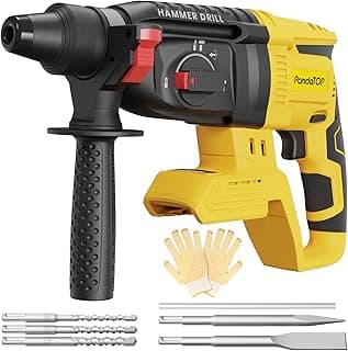SDS Plus Cordless Rotary Hammer Drill for Dewalt 20v Max Battery, Hammer Drill 20v Brushless for Concrete/Masonry/Wood/Metal, Rotomartillo, 4 Functions, 5 Drills with Gloves (Battery Not Included)
