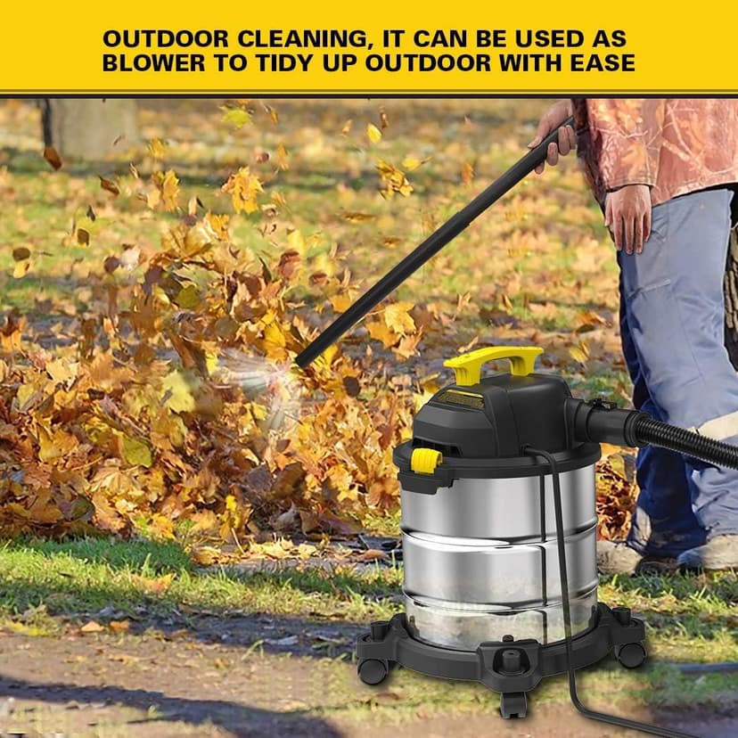 STANLEY SL18116 Wet/Dry Vacuum, 6 Gallon, 4 Horsepower, Stainless Steel Tank, 4.0 HP, Silver+Yellow