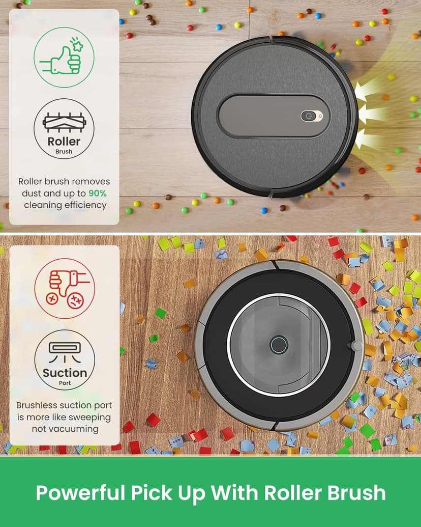 T6 Robot Vacuum, 100 Mins Runtime, Slim, Quiet, Automatic Robotic Vacuum Cleaner, Self-Charging, Schedule Setting, Remote/App/Voice Control, Ideal for Hard Floor and Low Pile Carpet