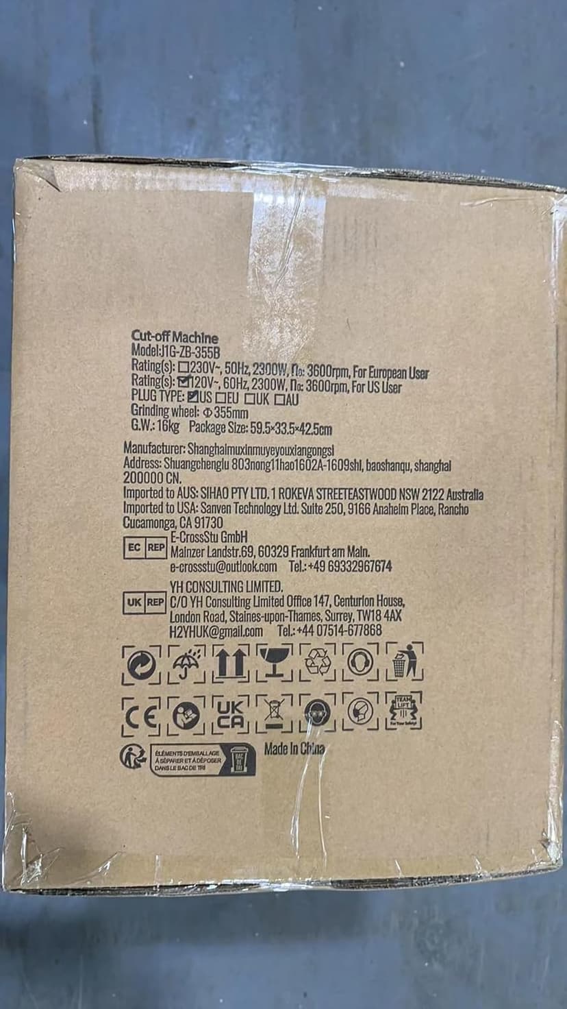 VEVOR Abrasive Chop Saw, 14in / 35cm Blade, 2300W 3600RPM Steel Cutting Machine, 0-45Degrees Adjustable Angle Miter Saw for Cutting Metal, Rebar, Iron, Aluminum - Black