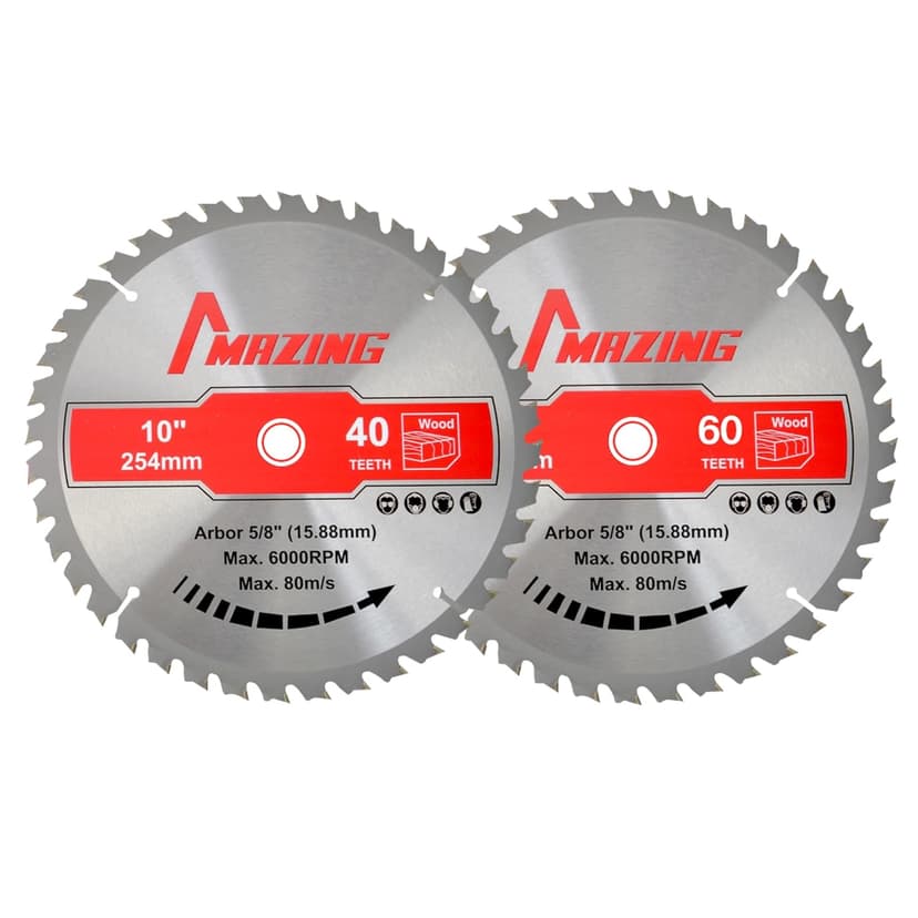 MAZING 3-Piece 7-1/4 Inch 24T&40T&60T Circular Saw Blades, 7.25 Inch TCT Compact Saws Blades with 5/8" Arbor, ATB Design for Precision Woodworking, Fit for Plywood, Soft & Hardwood, Wood with Nails