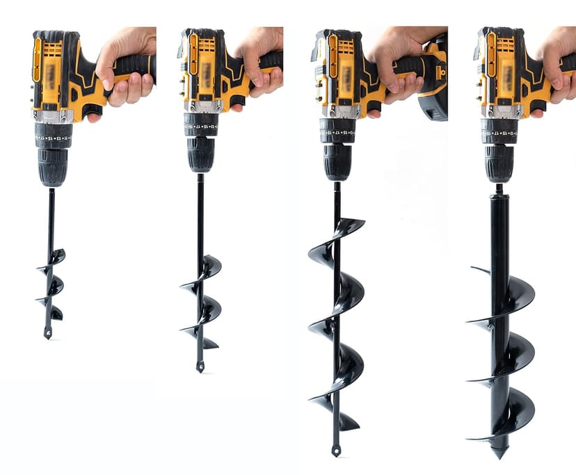 VASGOR Set of 4 (1.6x9, 2.4x12, 3.2x16, 4x16) Auger Drill Bit for Planting - Easy Planter Garden Auger - Bulb & Bedding Plant Augers - Posthole Digger for 3/8” Hex Drive Drill