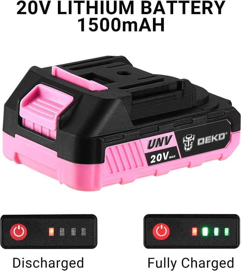 Power Drill Cordless: DEKO PRO Pink Cordless Drill 20V Electric Power Drill Set Tool for Women Drills with Battery and Charger 20 Volt Drills Driver Kit