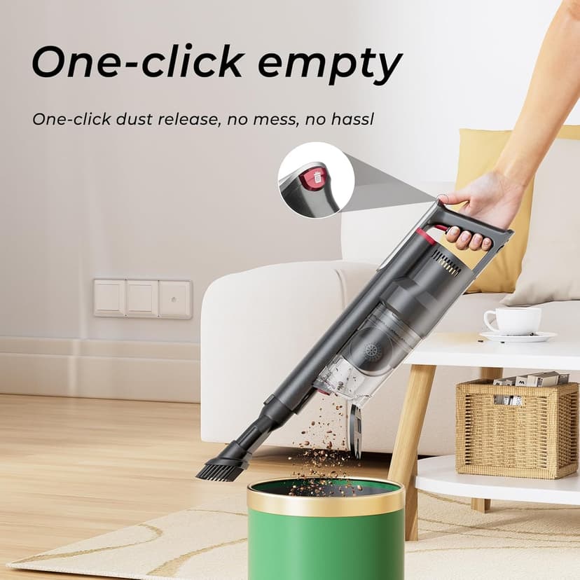 Cordless Vacuum Cleaner 45Kpa Brushless Motor Vacuum Cleaners for Home, Lightweight Stick Vacuum with LED Floor Brush, Rechargeable Cordless Vacuum for Pet Hair Carpet Hardwood Floor