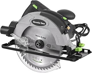 Mini Circular Saw, Circular Saw, Corded Circular Saw 12A 5500RPM Power Circular Saw with 7-1/4'' Saw Blade and Guide 2.45'' (90°) & 1.81'' (45°) Max Cutting Depth for Wood Plastic (1)