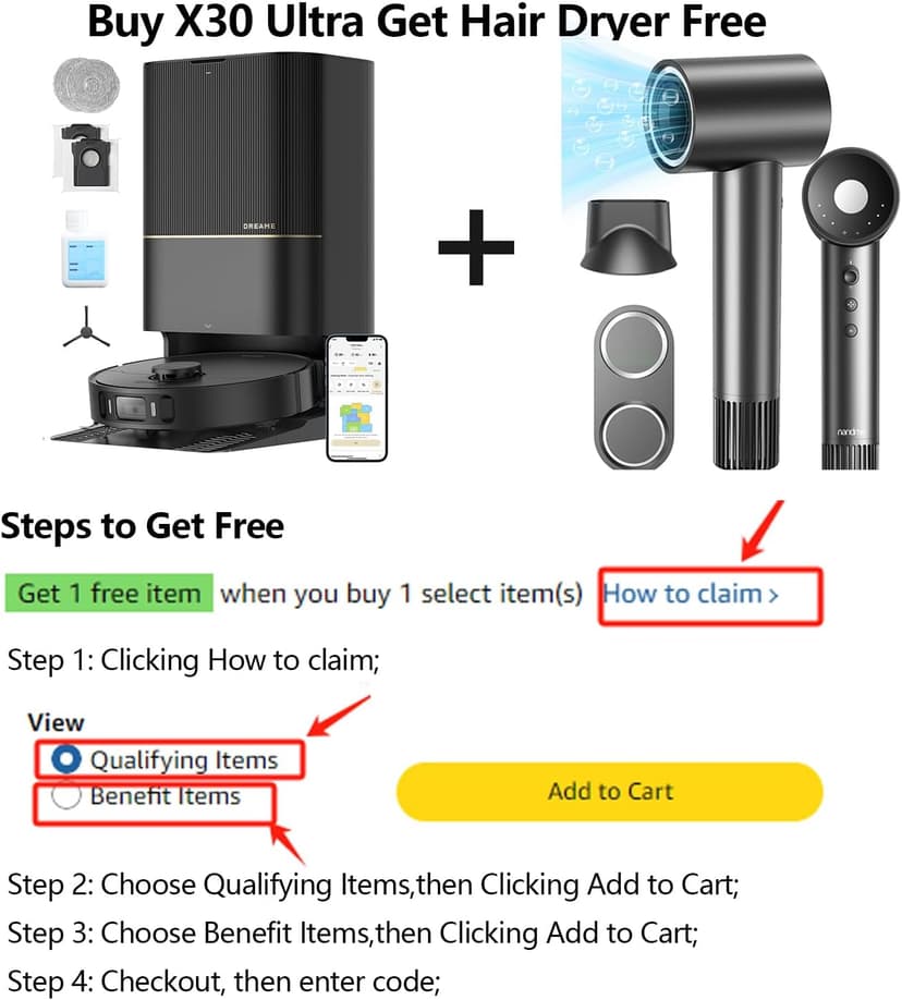 dreame X30 Ultra Robot Vacuum and Mop Combo, Extendable & Liftable Mop, 75Days Self-Emptying Robot Vacuum, 260Mins Runtime, 8,300 Pa Suction, 140°F Self-Cleaning & Auto-Drying Mops