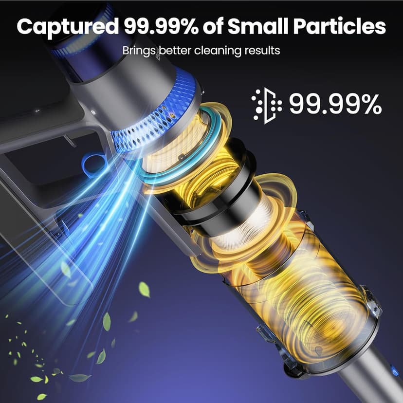 V25 Cordless Vacuum Cleaner, 680W 60Kpa Powerful Stick Vacuum with Dust Sensor, Digital Display, 4000mAh Rechargeable Battery up to 60Mins, Versatile for Pet Hair, Floor, Carpet (Sapphire)