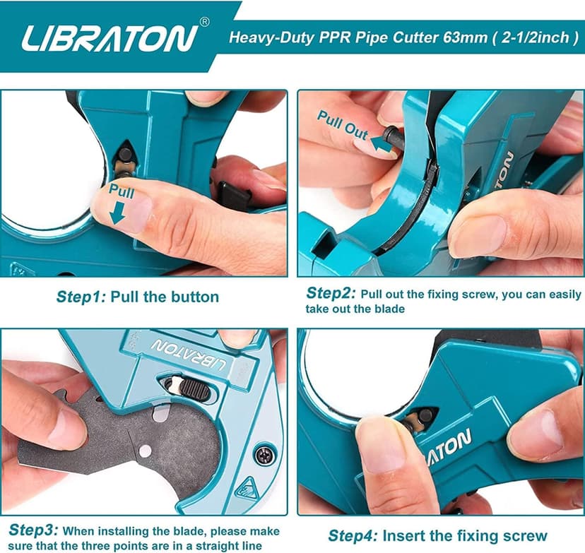 Libraton PVC Pipe Cutter, Up to 2-1/2", Ratchet Pipe Cutter Heavy-Duty, Pex Cutting Tool for Cutting PEX, PVC, PPR Plastic Hoses and Plumbing Pipe