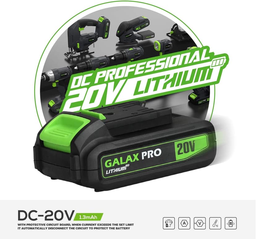 GALAX PRO Mini Circular Saw, DC20V 4-1/2" Cordless Circular Saw with 2.0Ah battery, Laser Guide, Rip Guide, 2 Pcs Blades(24T+ 60T), 3400RPM, Max Cutting Depth 1-11/16"(90°), 1-1/8"(45°)