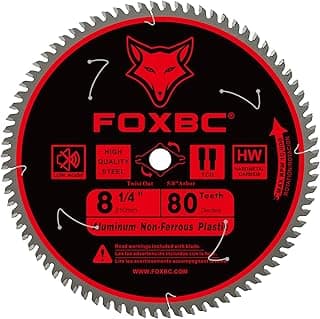 FOXBC 8-1/4 Inch Metal Cutting Table Saw Blade 80-Tooth TCG for Aluminum, Copper, Plastic, Brass, Fiberglass with 5/8-Inch Arbor