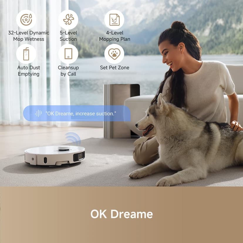 DREAME L40 Ultra Robot Vacuum with Removable & Liftable Mop, Extendable & Liftable SideBrush, 11,000Pa Suction, 149℉ Mop & Washboard Self Cleaning, Auto-Empty, Auto Refill, Voice Control