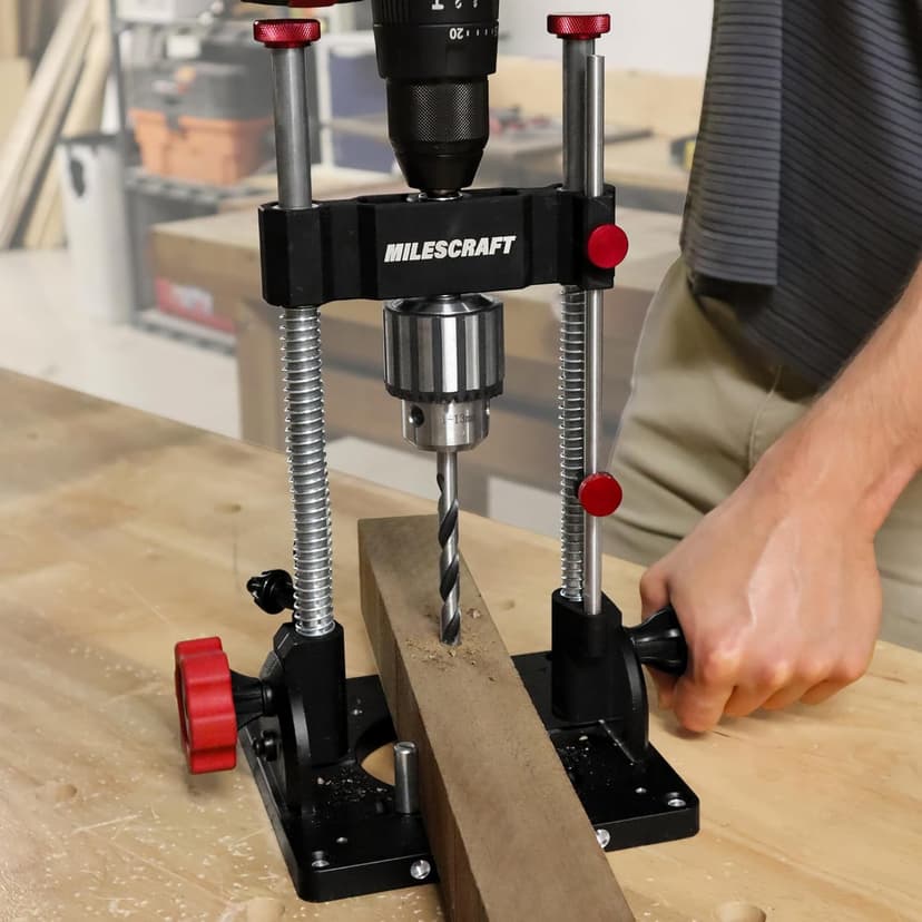 Milescraft 1348 Drill Mate PRO – Heavy-Duty Portable Drill Press Drilling Guide, ½” Chuck, Precision Drilling Jig Attachment for Drilling Angled or Straight Holes, Adjustable Drill Guide Attachment