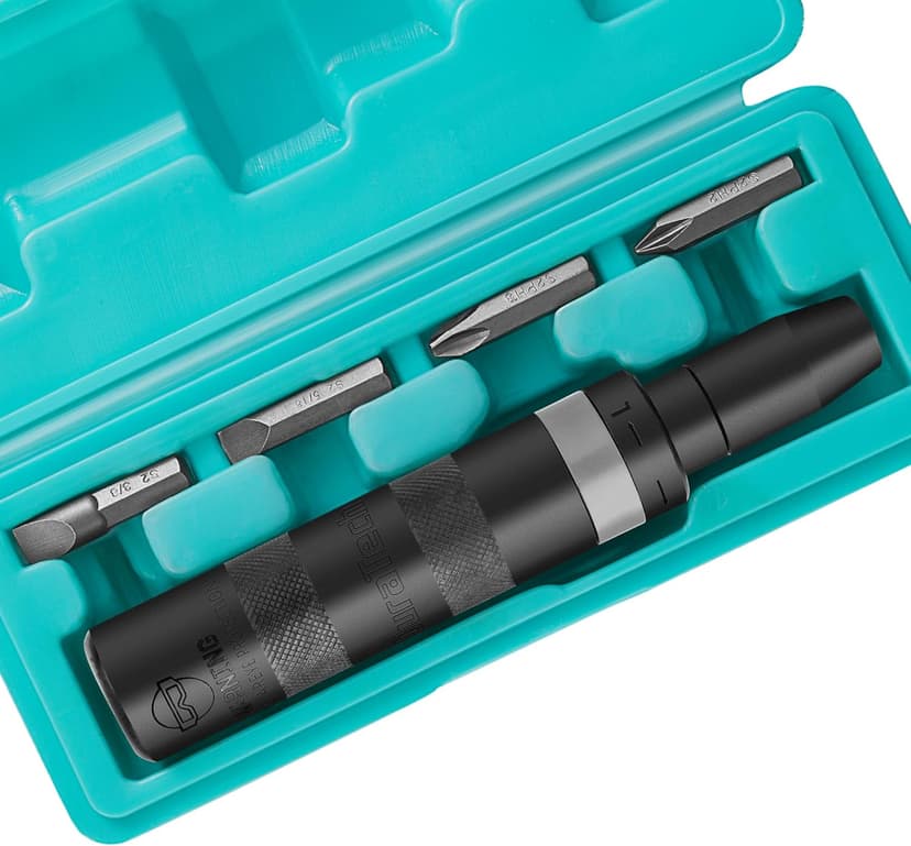 DURATECH 3/8 Inch Drive Manual Impact Driver, Reversible Hand Screwdriver Set, with S2 Steel Bits, 5-Piece, for Tighten/Rusted Fasteners, Organized in Storage Case