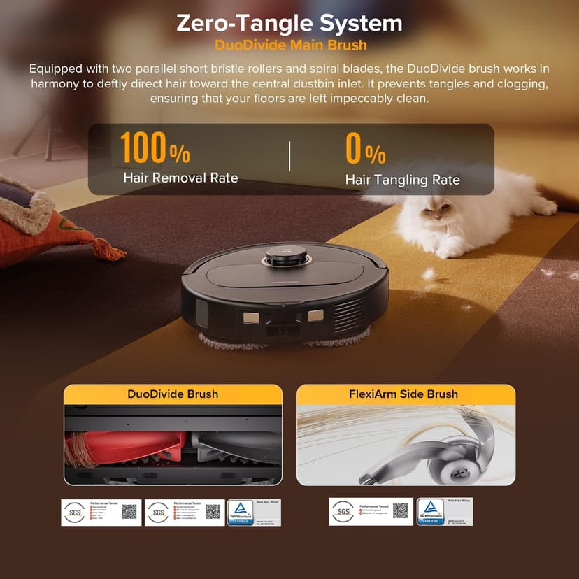 roborock Qrevo S5V Robot Vacuum Cleaner, 12,000Pa Suction, Dual Anti-Tangle Brushes, Smart Obstacle Avoidance, Dual Liftable Spinning Mops, Auto Mop Washing, Self Drying, Self-Emptying & Refilling