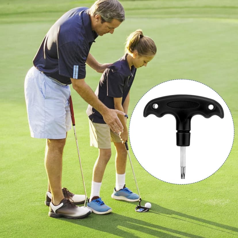 Golf Torque Wrench, Adjustable Golf Tool with Plastic Handle Metal Golf Driver Tool Golf Driver Spike Wrench Portable Golf Club Adjustment Head Tool for Golf Club Driver Equipment (Black)