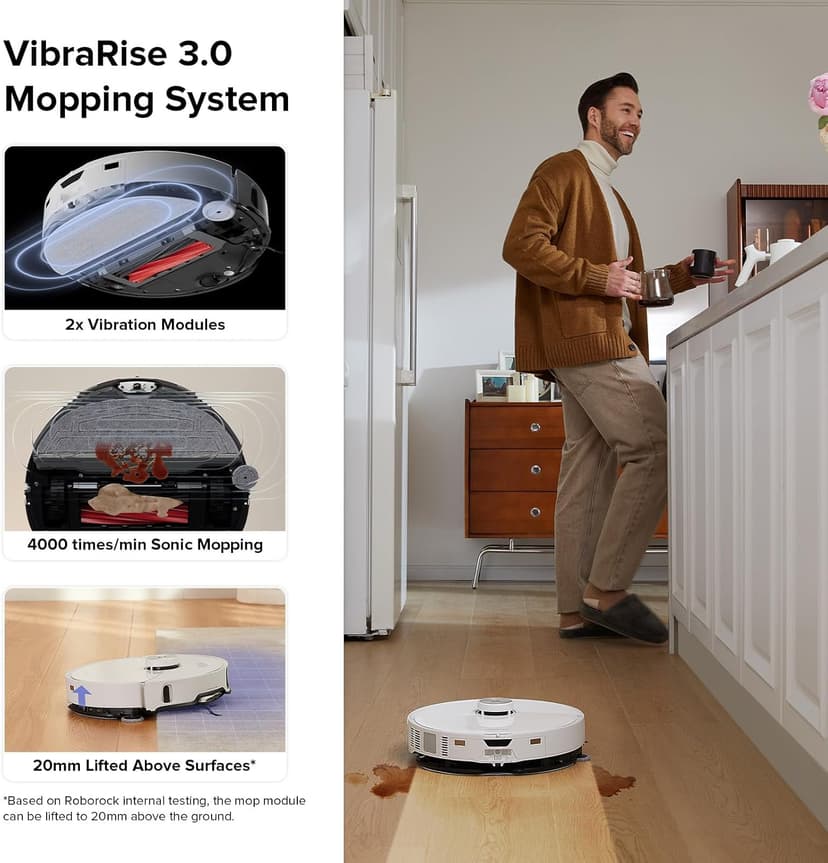 roborock S8 MaxV Ultra with Refill & Drainage System Robot Vacuum and Mop, FlexiArm Design, Auto Mop Washing&Drying, 10000Pa Suction, Obstacle Avoidance, 20mm Auto Mop Lifting, Smart Dirt Detection