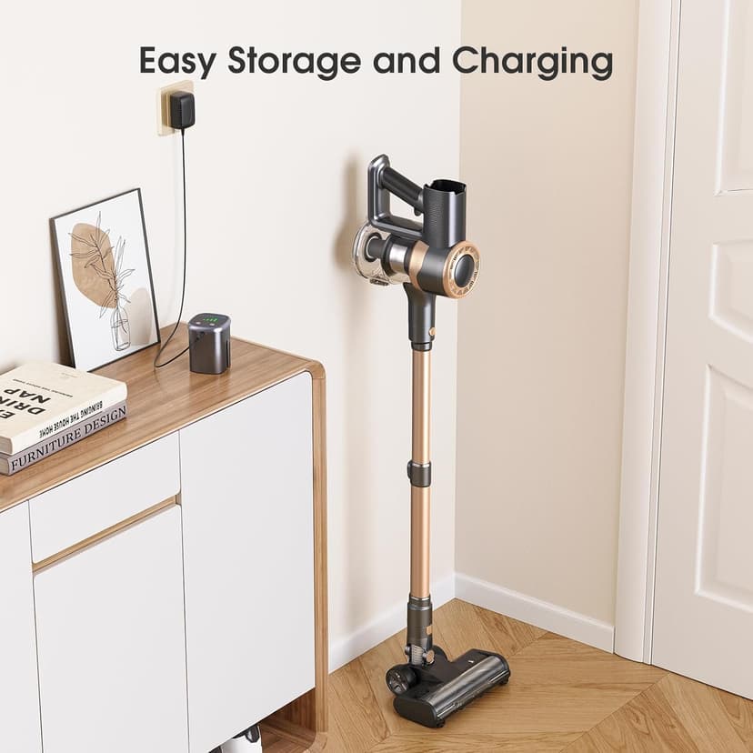 Cordless Vacuum Cleaner, 30Kpa Stick Vacuum with Anti-Tangle Brush and Upgraded Green Light, Vacuum Cleaner for Home, Wireless Vacuum for Pet Hair, Carpet, Hard Floor