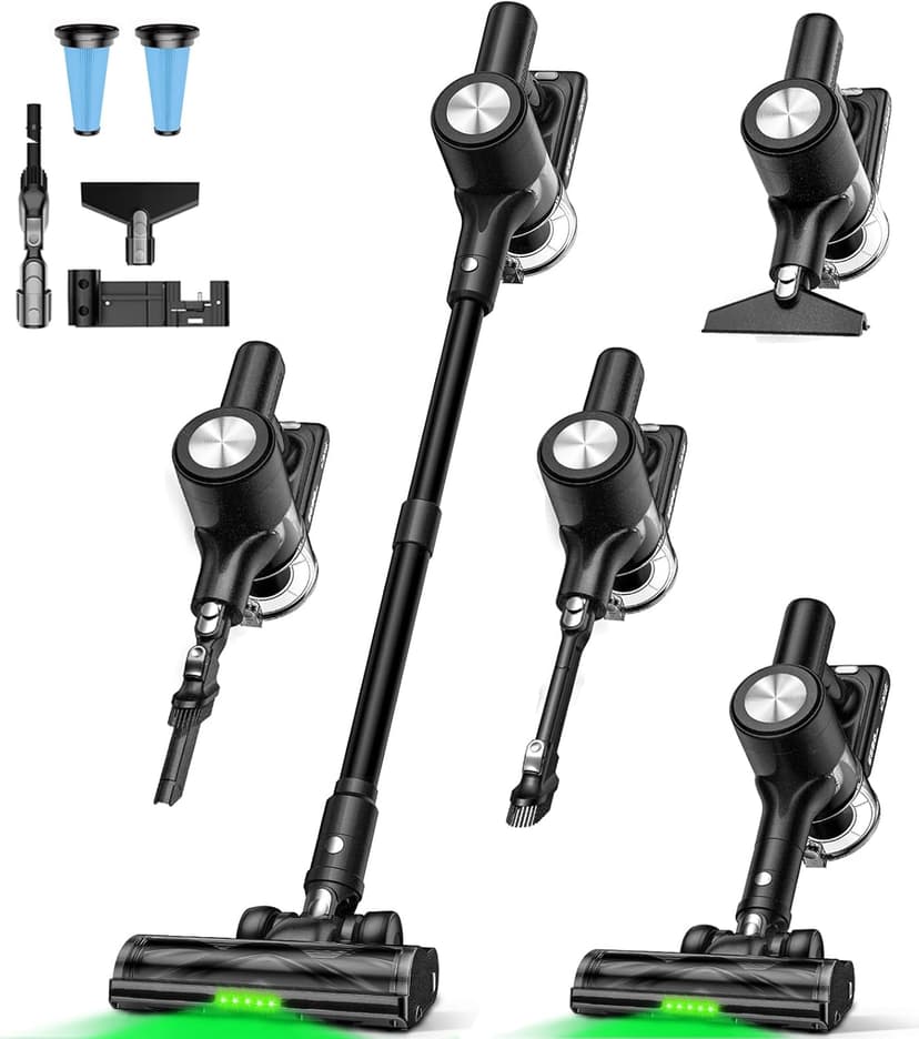 Cordless Vacuum Cleaner, 46KPa/500W Stick Vacuum with 55 Mins Runtime, Self-Standing Vacuum Cleaner for Home, LED Display, Anti-Tangle Brush, Rechargeable Vacuum for Pet Hair
