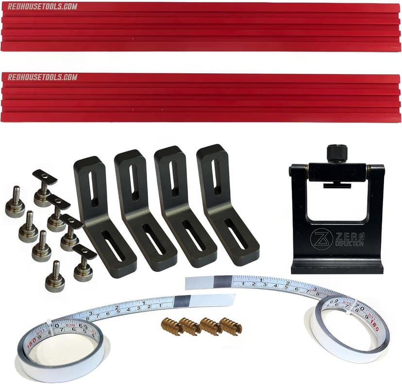 RedHouse Tools Precision Miter Station Fence Kit, 24 or 36-Inch Adjustable T-Track System, Aluminum Construction (36")