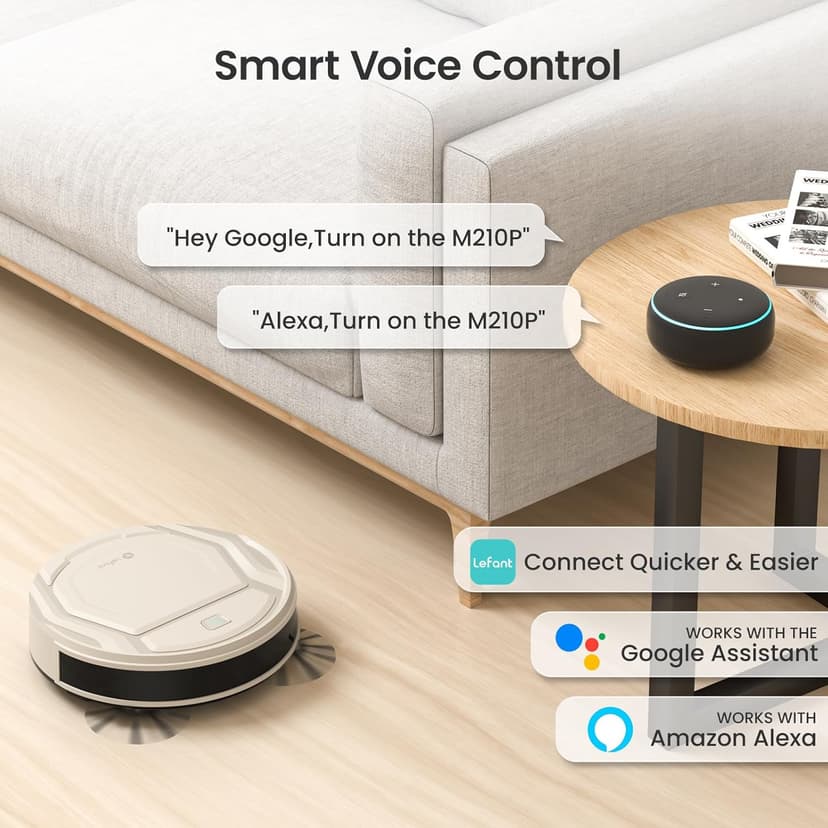 Lefant Robot Vacuum M210 Pro, Slim,Powerful Suction,120 Mins Runtime, Self-Charging Robotic Vacuum Cleaner, APP/Voice/WiFi/Alexa Control, Ideal for Pet Hair,Low-Pile Carpet, Hard Floor