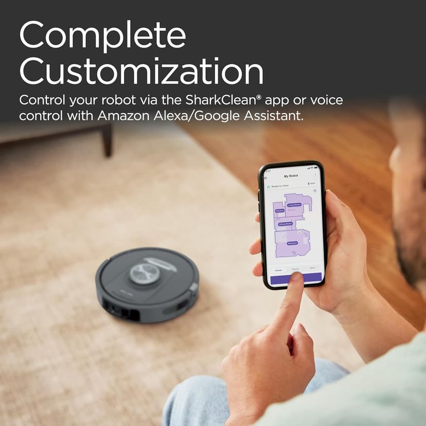 Shark PowerDetect Self-Empty Robot Vacuum with NeverStuck Technology, Auto Deep-Clean Carpets & Hardfloors, XL 60 Day Capacity HEPA Bagless Base Neutralizes Odors, for Pet Hair, Black (AV2820AE)